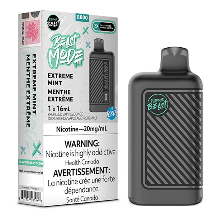 (Stamped) Extreme Mint Flavour Beast Mode 8000 Puffs Disposable Vape Ct 5