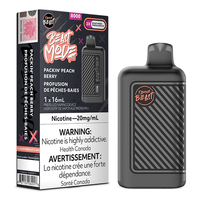 (Stamped) Packin' Peach Berry Flavour Beast Mode 8000 Puffs Disposable Vape Ct 5
