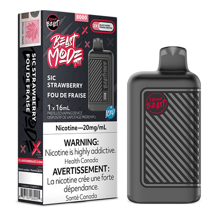 (Stamped) Sic Strawberry Flavour Beast Mode 8000 Puffs Disposable Vape Ct 5