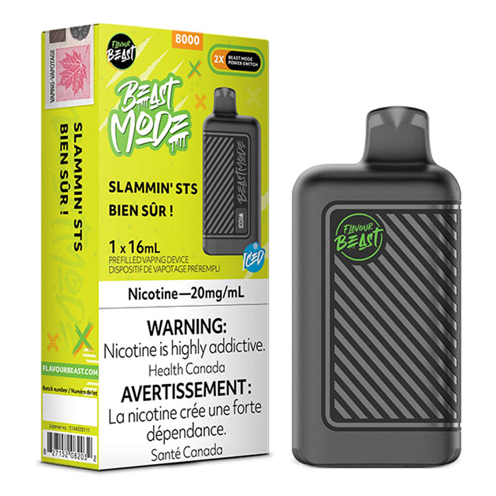 (Stamped) Slammin' Sts Flavour Beast Mode 8000 Puffs Disposable Vape Ct 5