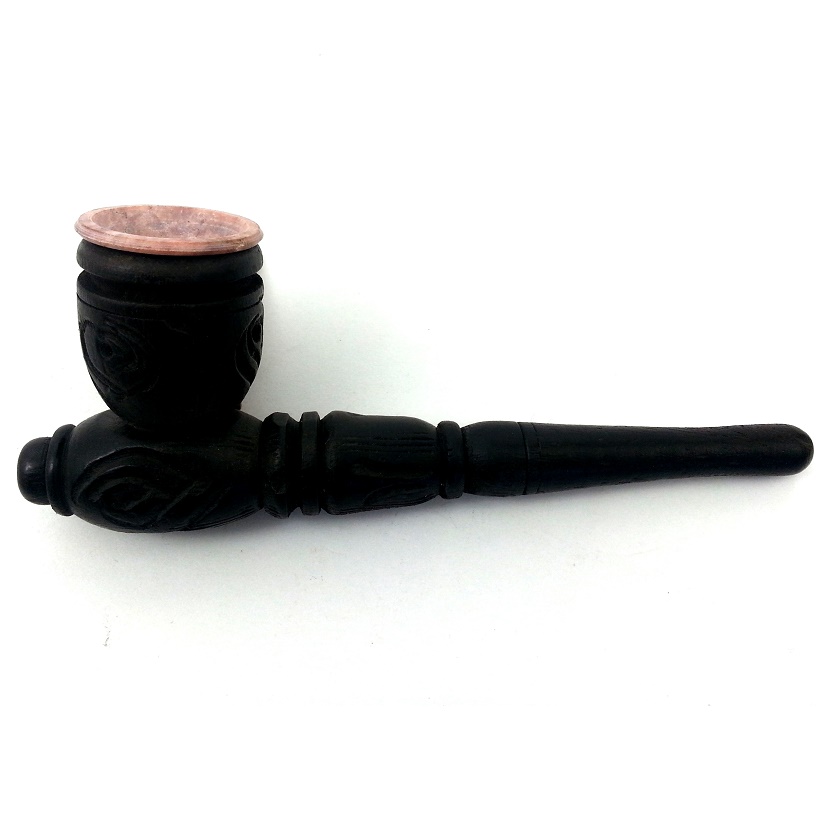 Hand Crafted Stone and wood pipe 4 Inches