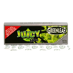 JUICY JAY SUPERFINE ROLLING PAPERS GREENLEAF  1.25 Ct 24