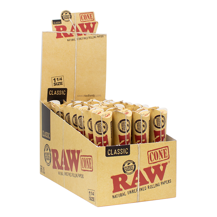 RAW Classic PRE ROLLED CONES 1 1/4 Display Of 32