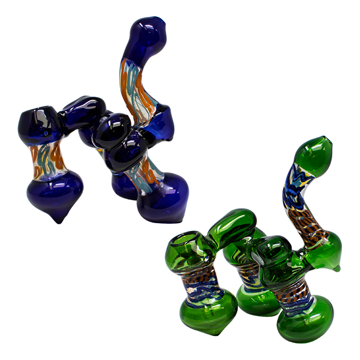 TRI CHAMBER COLORED GLASS INSIDEOUT BUBBLER