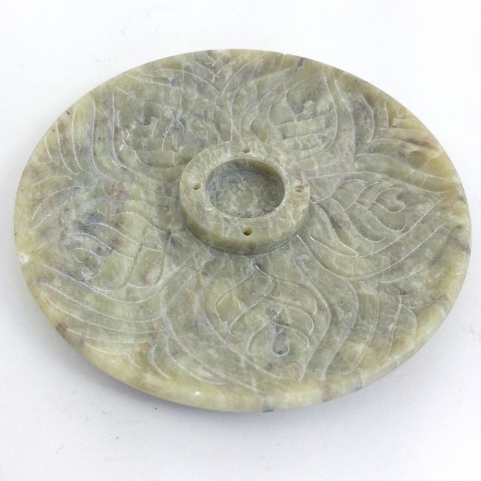 Round Shape Carving Stone Incense And Cone Holder