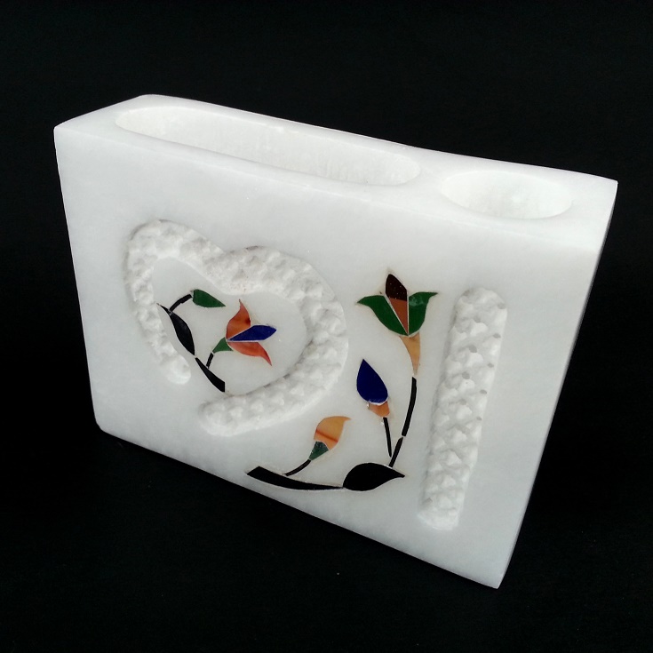 Hand Crafted White Marble Card Holder