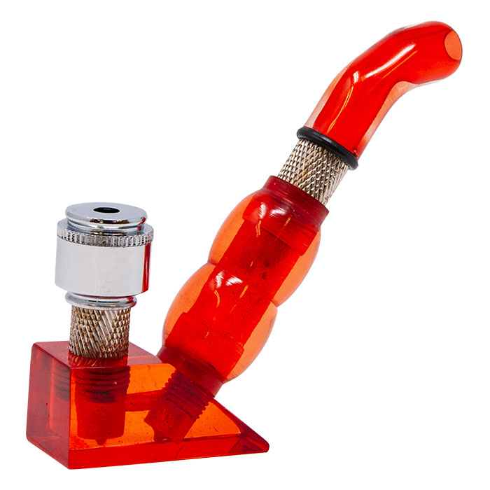RED ACRYLIC AND METAL PIPE