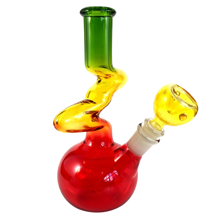 TWISTED RASTA COLORED GLASS ZONG 8 INCHES