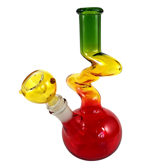 TWISTED RASTA COLORED GLASS ZONG 8 INCHES