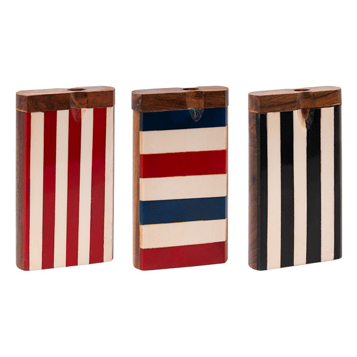 STRIPED COLORED WOODEN DUGOUT 4 INCHES