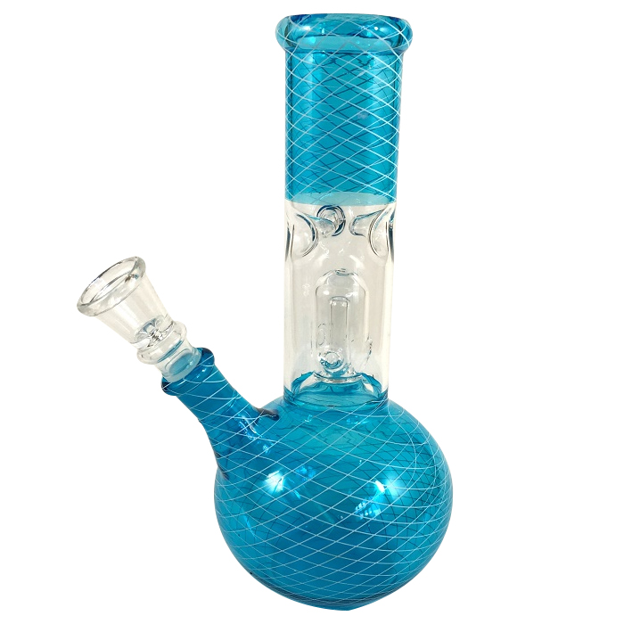 CONICAL NETTED BLUE GLASS BONG WITH ONE PERCOLATOR 8 INCHES