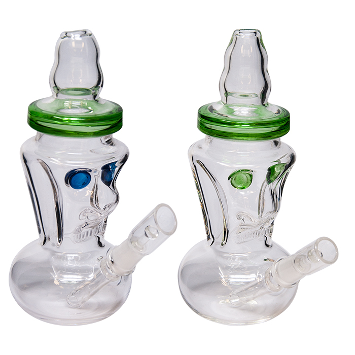 BABY BOTTLE COLORED 6 INCHES GLASS RIG