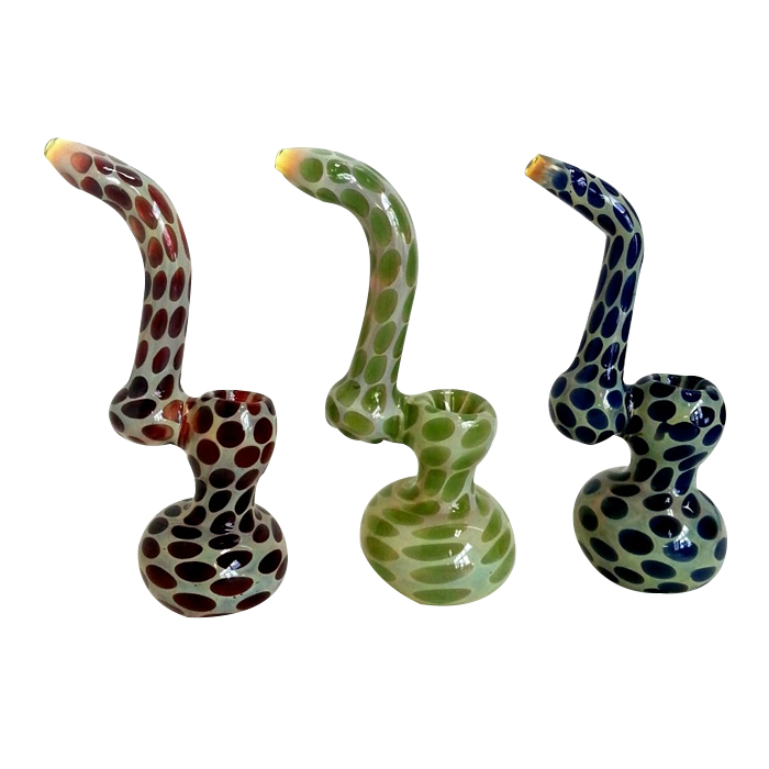 DOTTED DESIGN COLORFUL HONEY COMB GLASS BUBBLER 7 INCHES