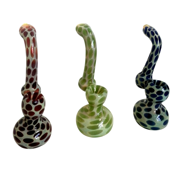 DOTTED DESIGN COLORFUL HONEY COMB GLASS BUBBLER 7 INCHES