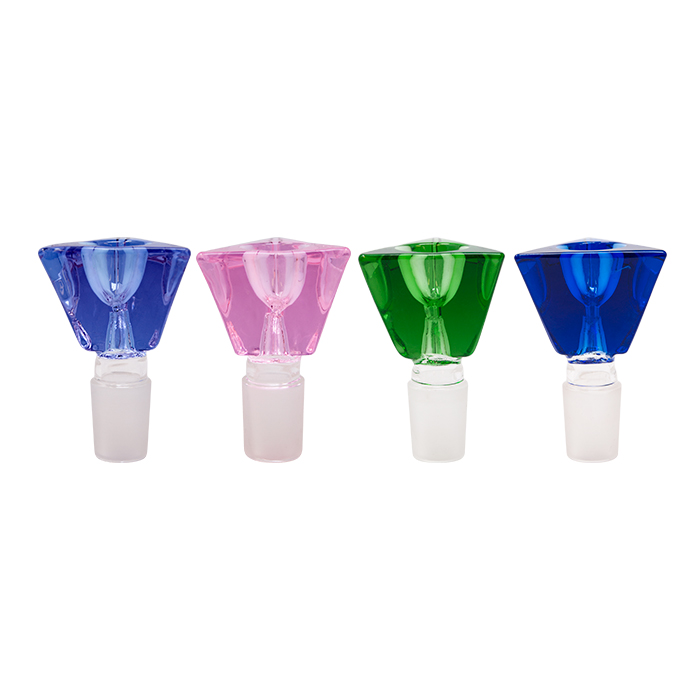 TRI ANGLED ASSORTED COLORED GLASS BOWL WITH 19MM JOINT