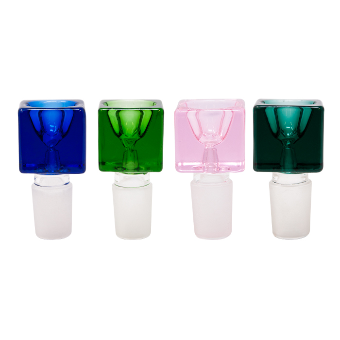 SQUARE ASSORTED COLORED GLASS BOWL WITH 19MM JOINT