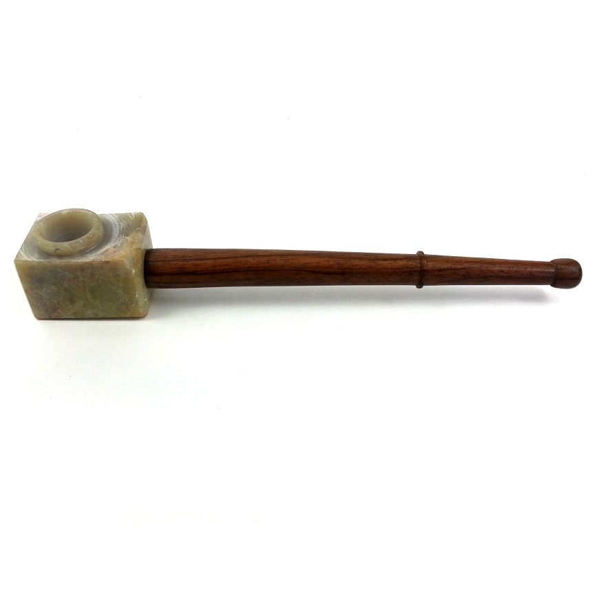 Hand Crafted Hammer Shaped Stone and wood pipe