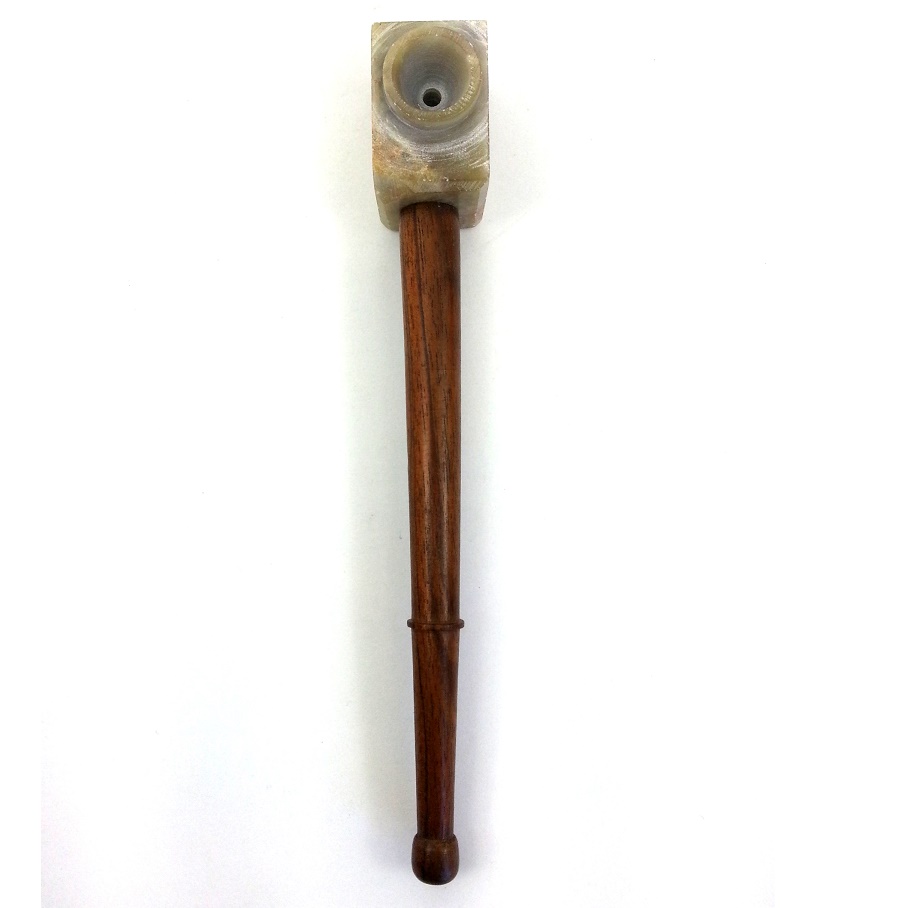 Hand Crafted Hammer Shaped Stone and wood pipe