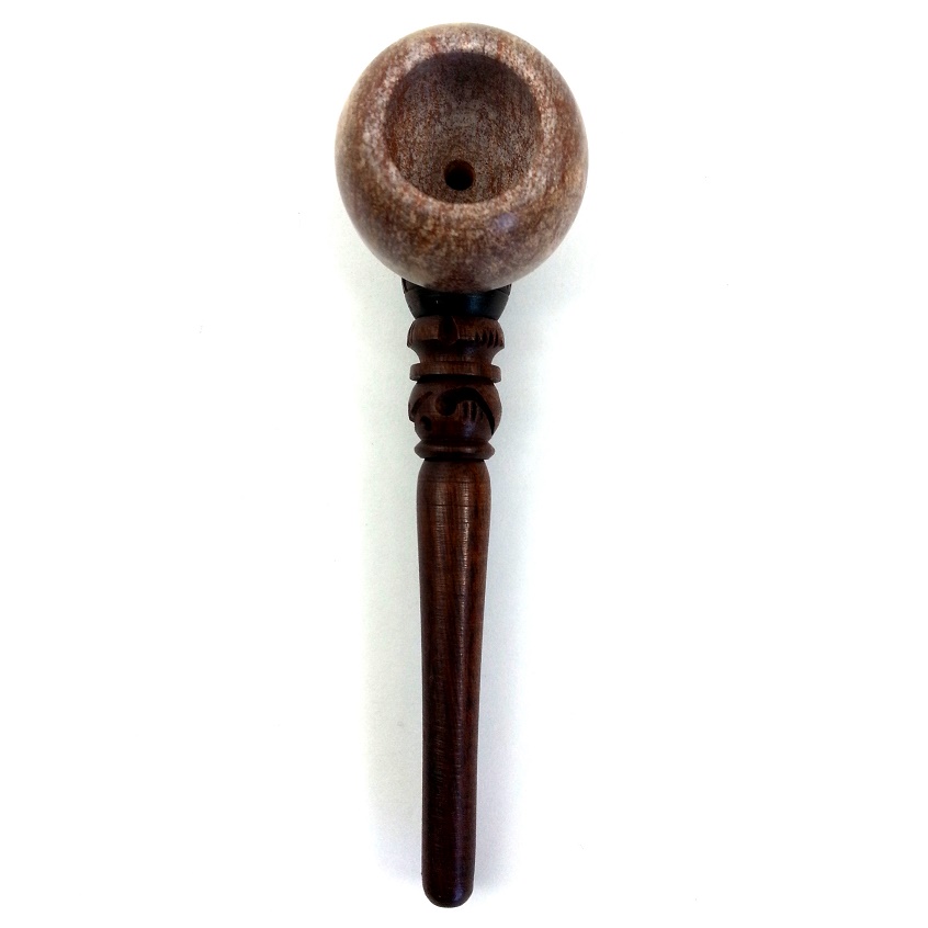 Hand Crafted Bowl Shaped Stone and wood pipe
