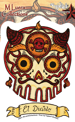 EL DIABLO DAY OF THE DEAD SKULL STICKER