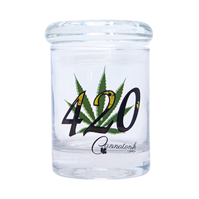 CANNATONIK 420 ON LEAF AIRTIGHT GLASS JAR 3 INCHES