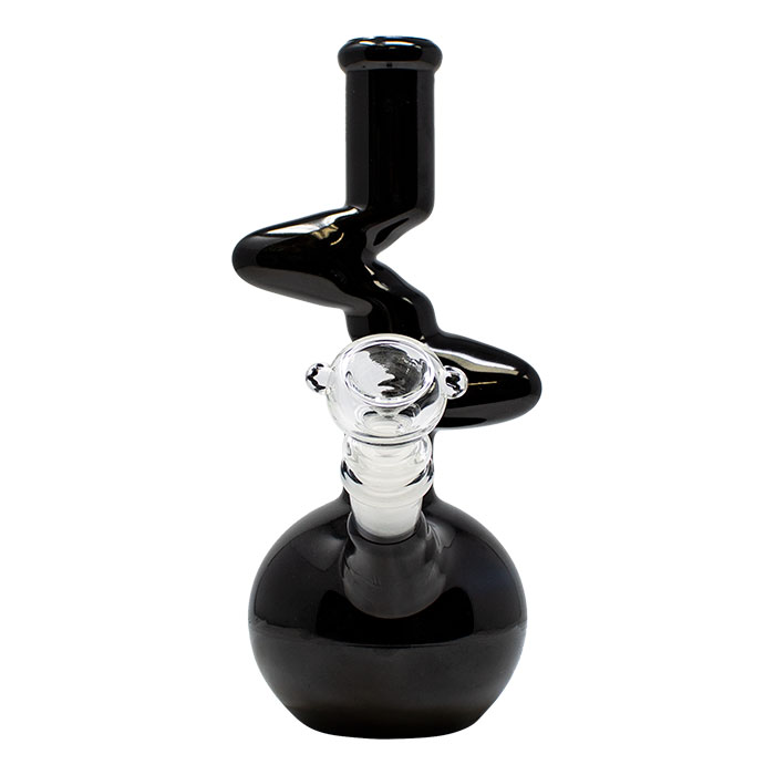 Black Twisted 8 Inches Glass Bong