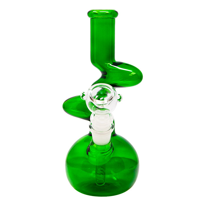 Green Twisted 8 Inches Glass Bong
