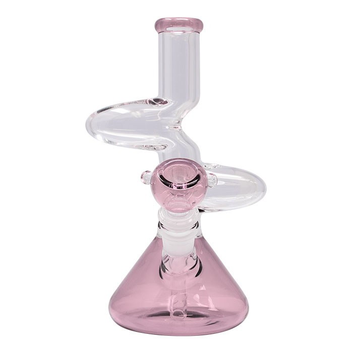 Pink 8 Inches Double Zong Bong With Bowl