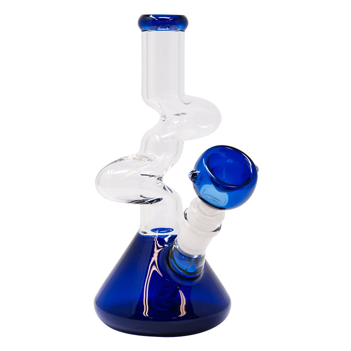 Blue 8 Inches Double Zong Bong With Bowl