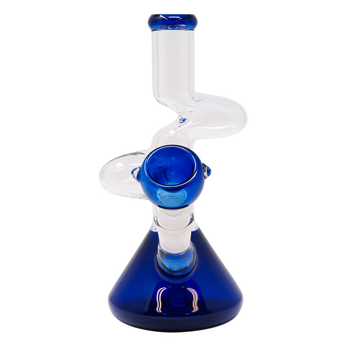 Blue 8 Inches Double Zong Bong With Bowl