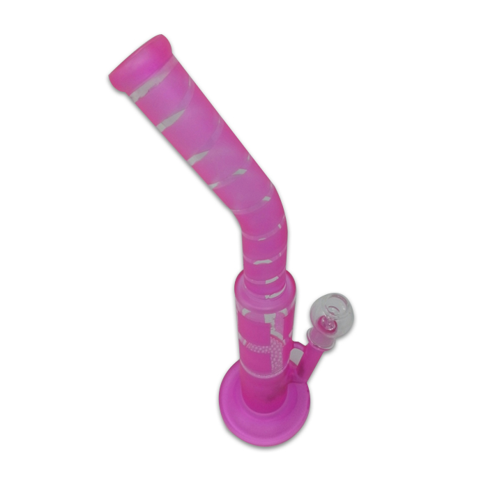 STRIPED HONEY COMB PERCOLATOR 16 INCHES PINK GLASS BONG