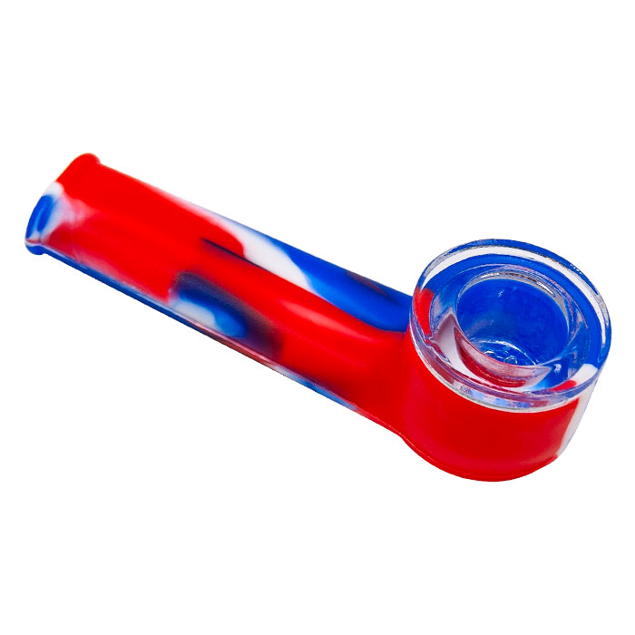 Red Silicone Pipe With Glass Bowl
