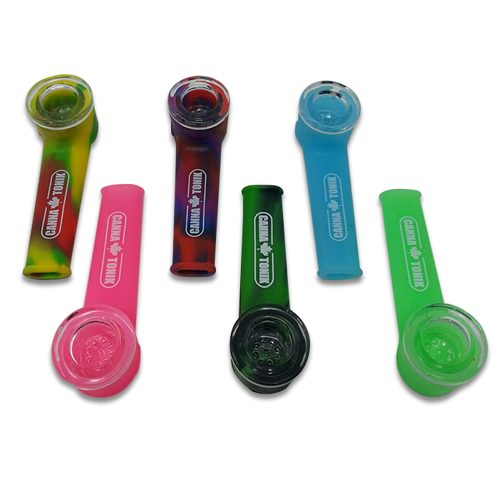 Cannatonik Silicone Pipe With Glass Bowl Red