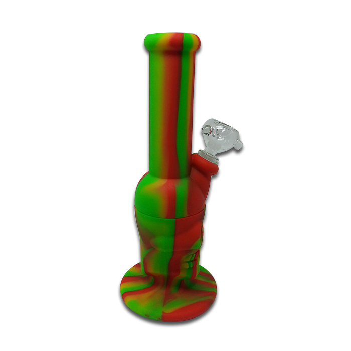 CANNATONIK Silicone STRIPED RED GRE SKULL BONG