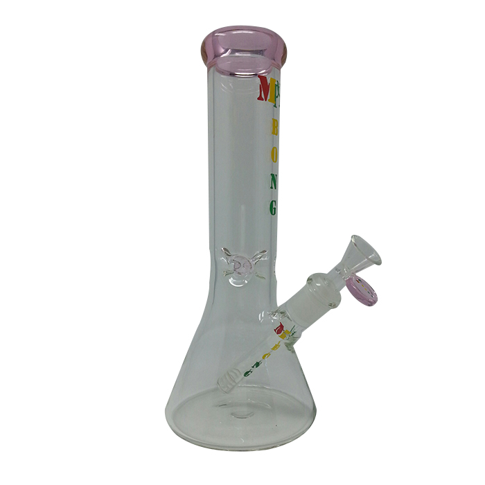 Bulk Clear Glass Bong With Pink Top 12 Inches With 14Mm- Wholesaler
