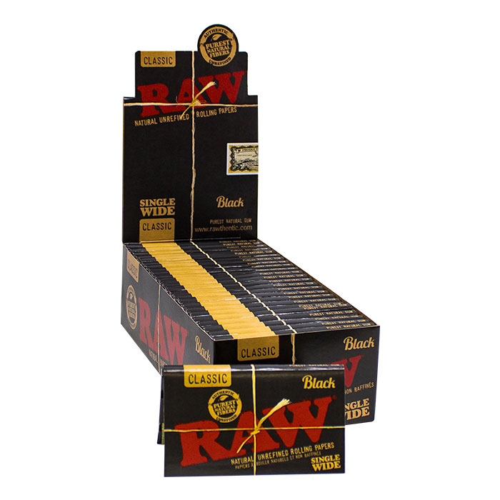 Raw Black Single wide Rolling Paper Ct 25