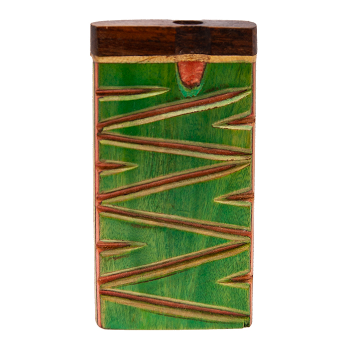 ZIG ZAG WOODEN GREEN DUGOUT WITH INLAY WORK 4 INCHES