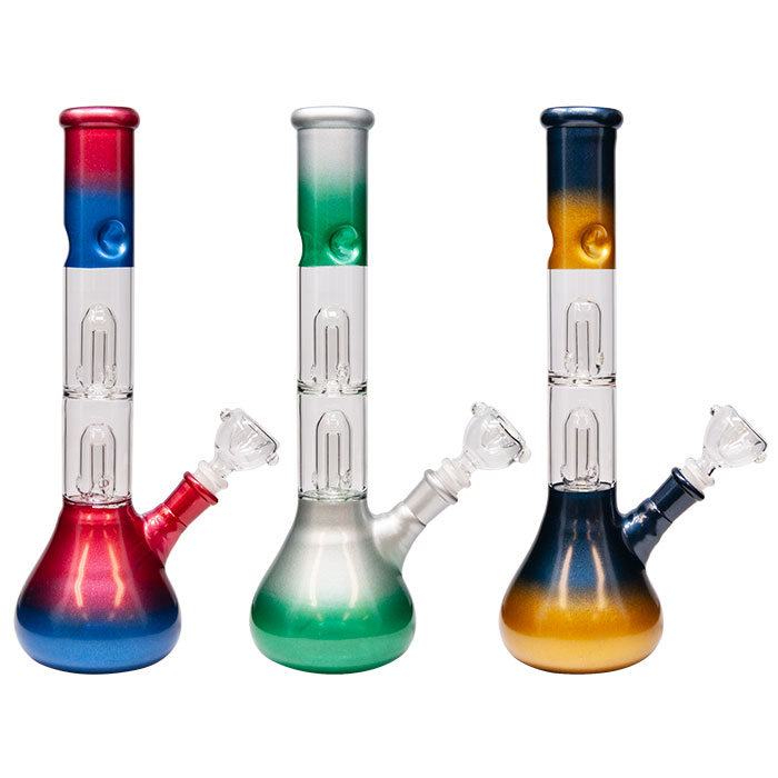 TWIN COLORED GLASS BONG 12 INCHES