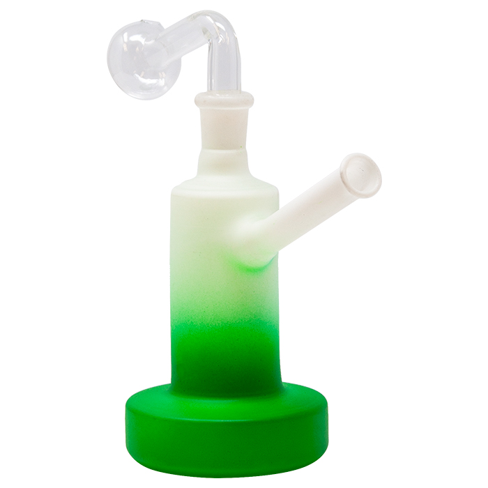 Green Flat Base Frosty Oil Bong 6 Inches