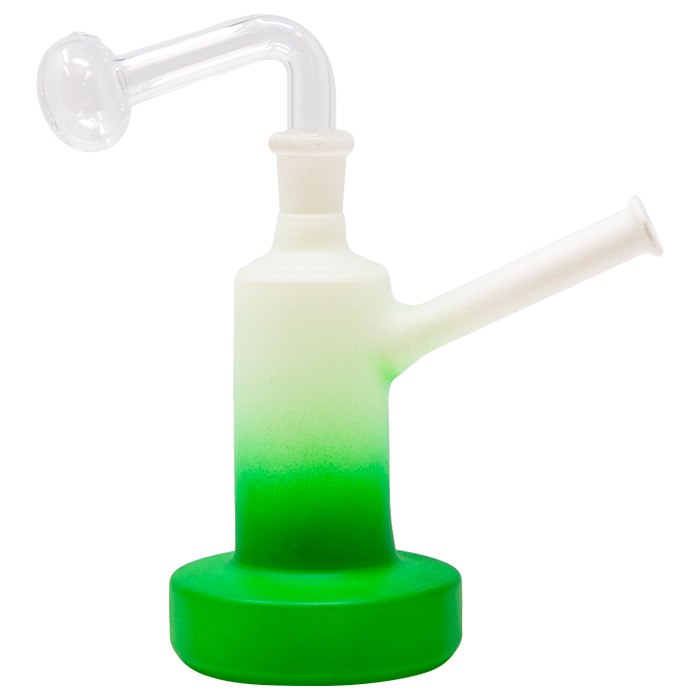 Green Flat Base Frosty Oil Bong 6 Inches