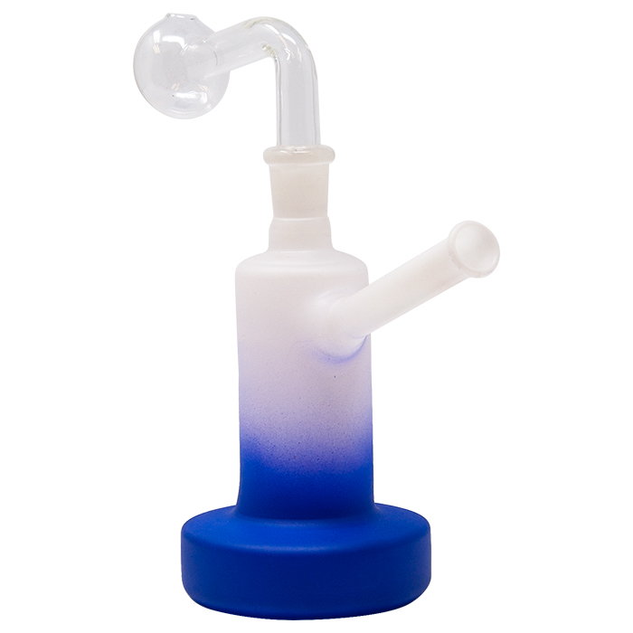 Blue Flat Base Frosty Oil Bong 6 Inches